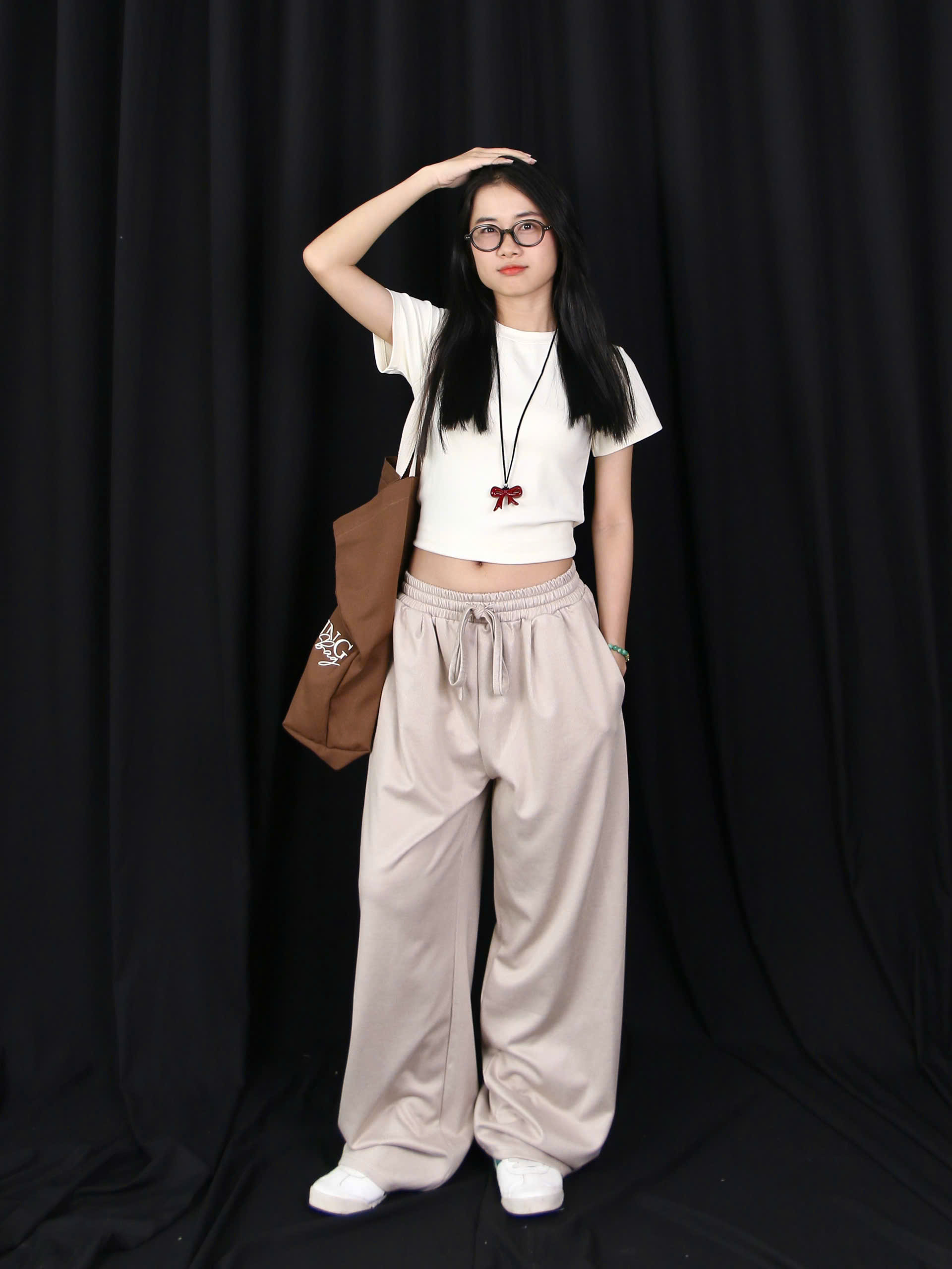 Q8522 - Q culottes sọc lưng thun nhấn li trước