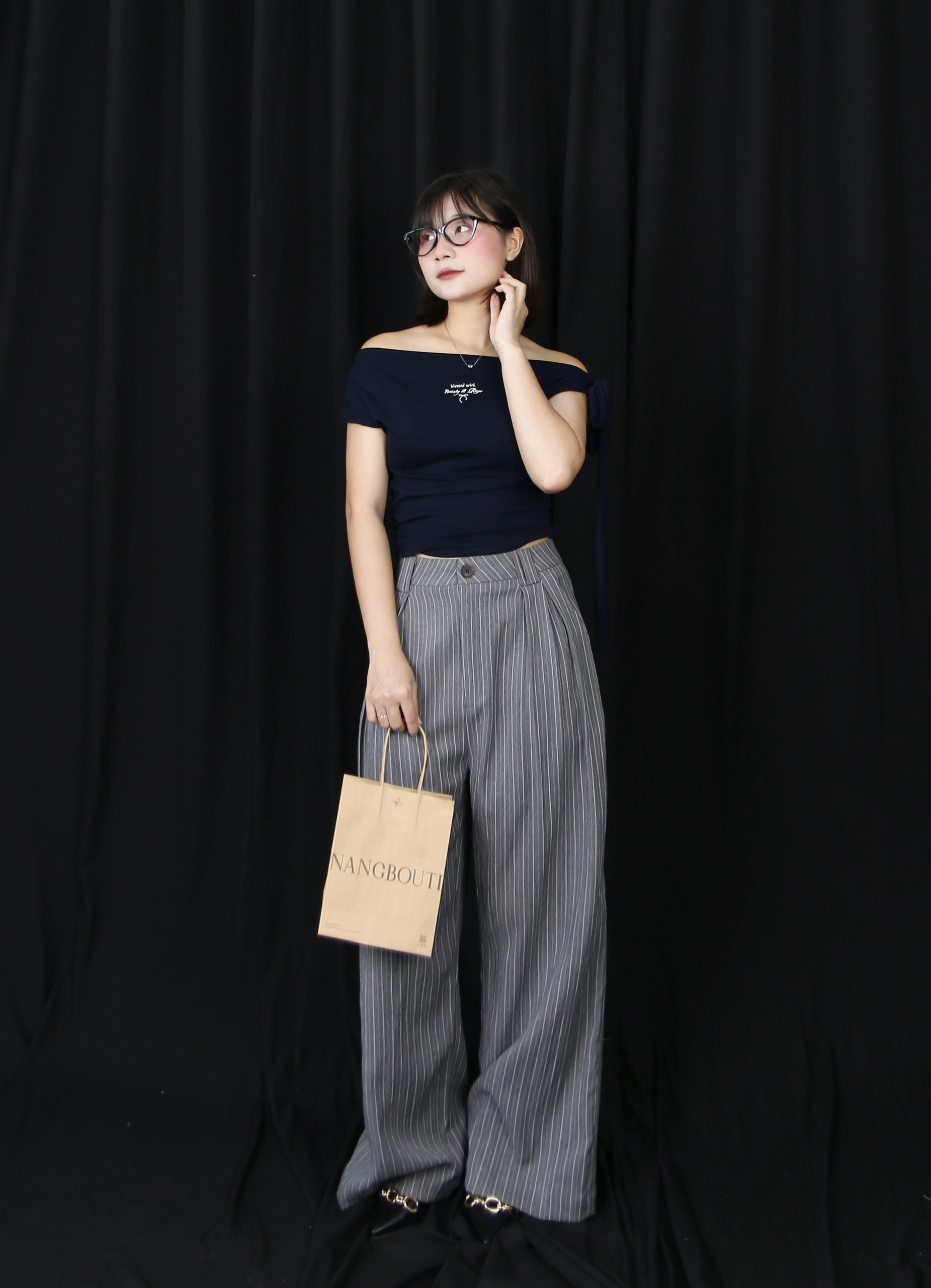 Q8505 - Q culottes sọc xếp li