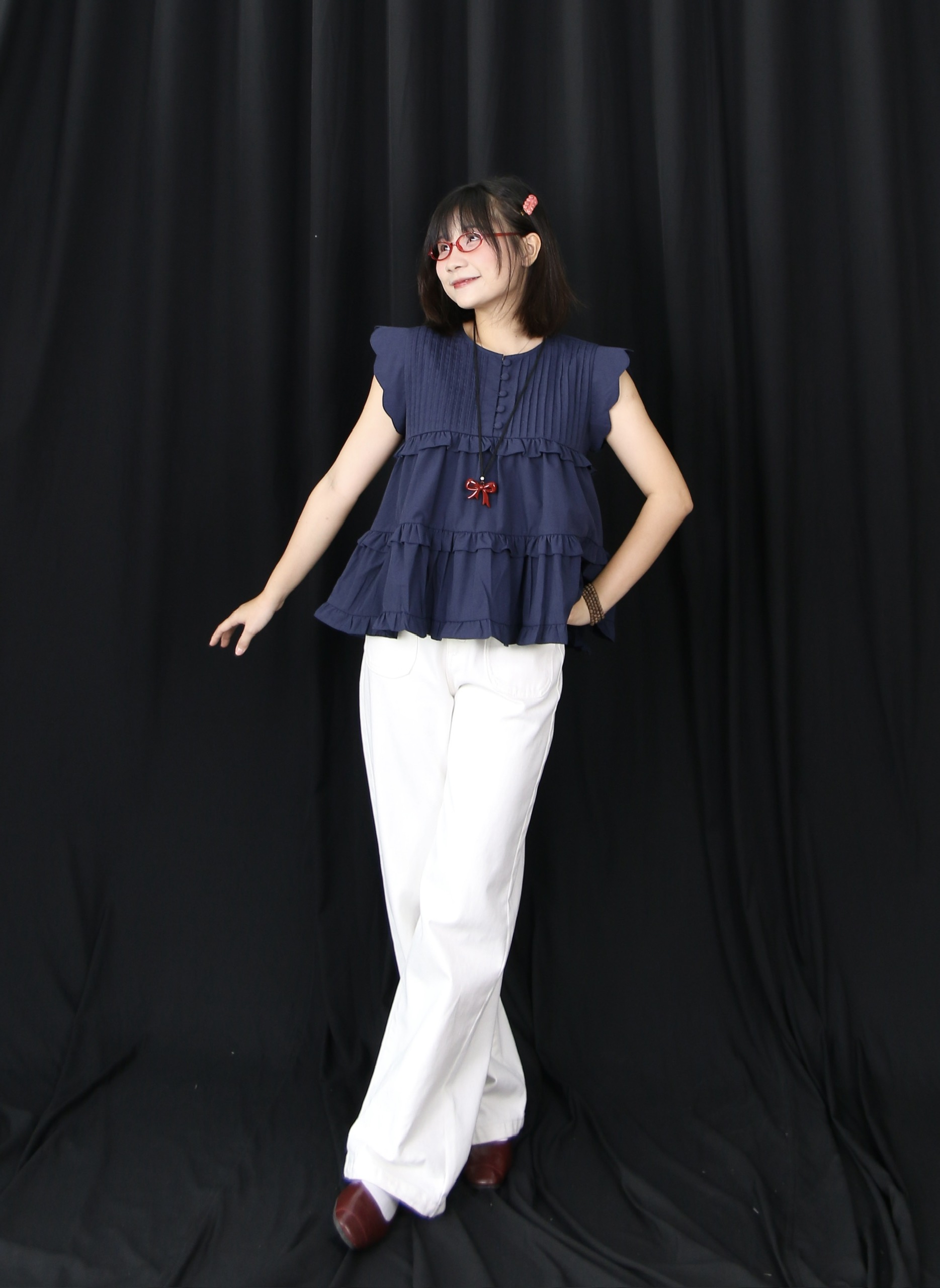 A28094 - A babydoll xếp li nút bọc