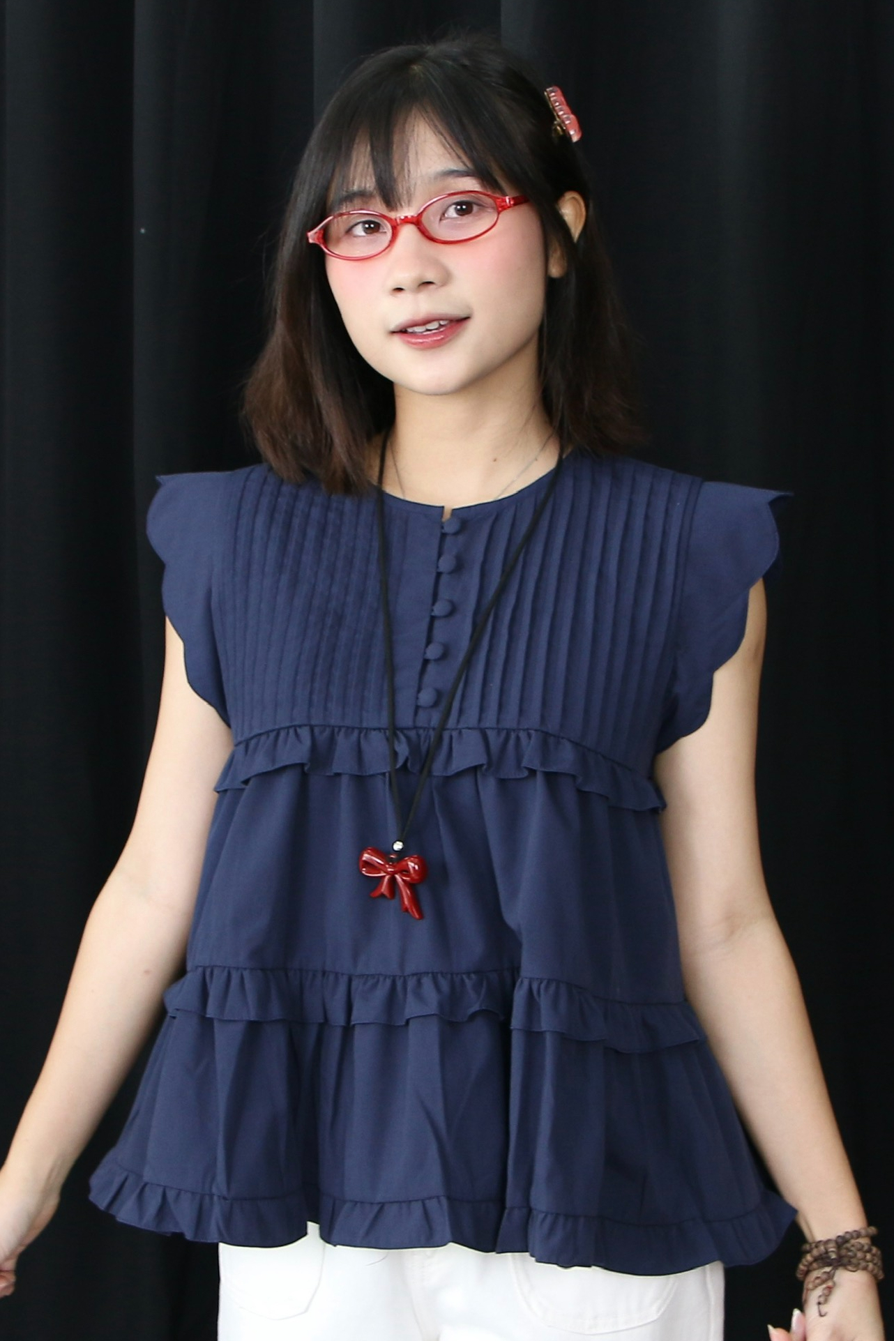 A28094 - A babydoll xếp li nút bọc