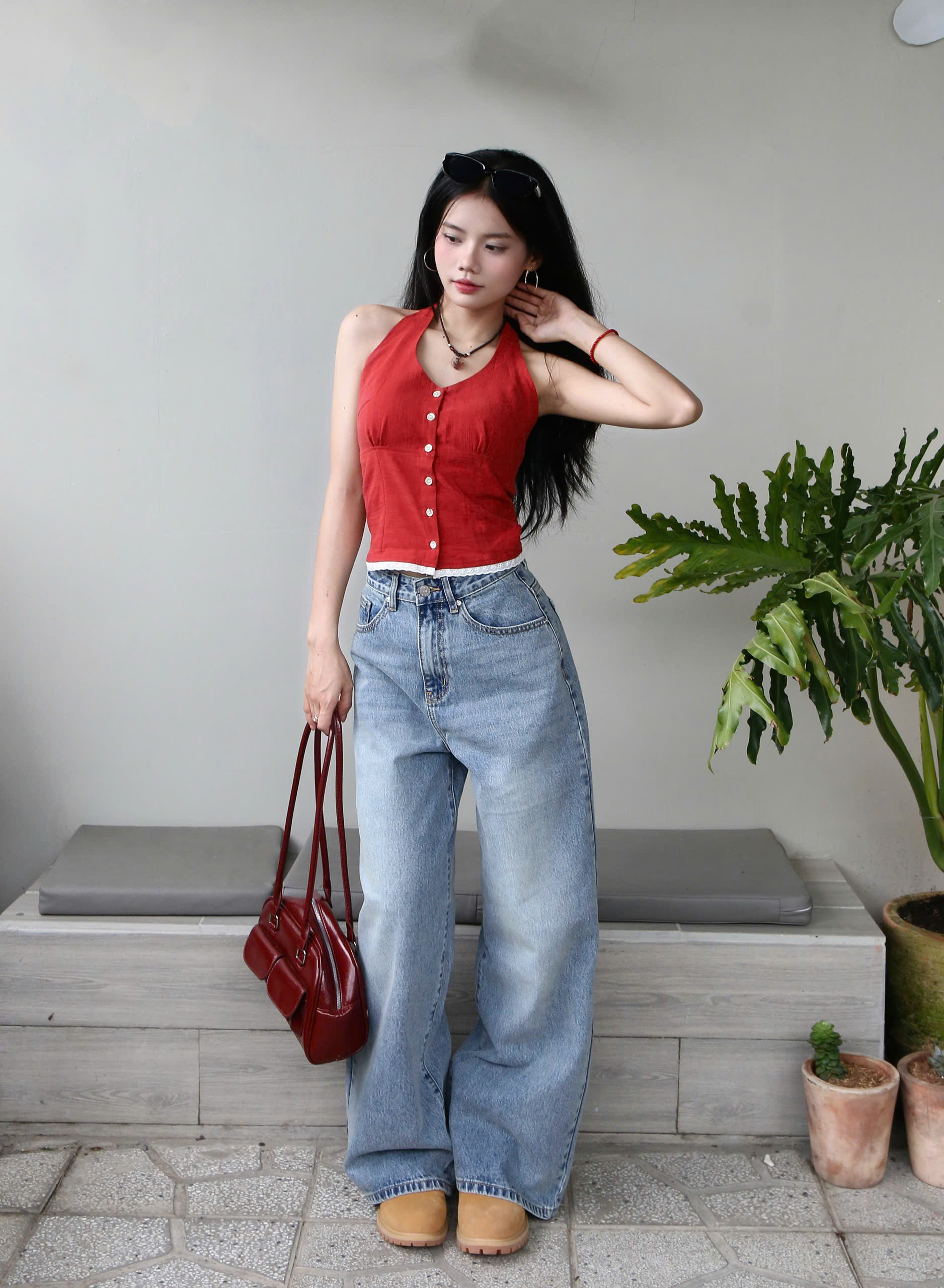 A28117 - A kiểu yếm phối ren lai