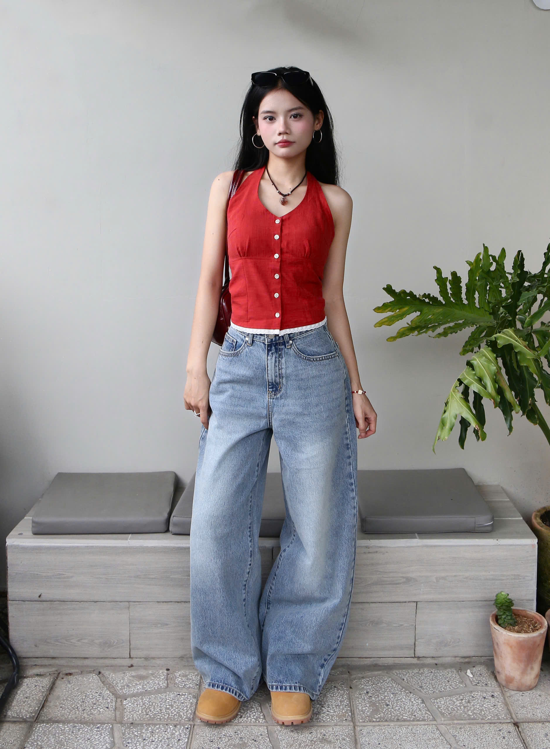 A28117 - A kiểu yếm phối ren lai