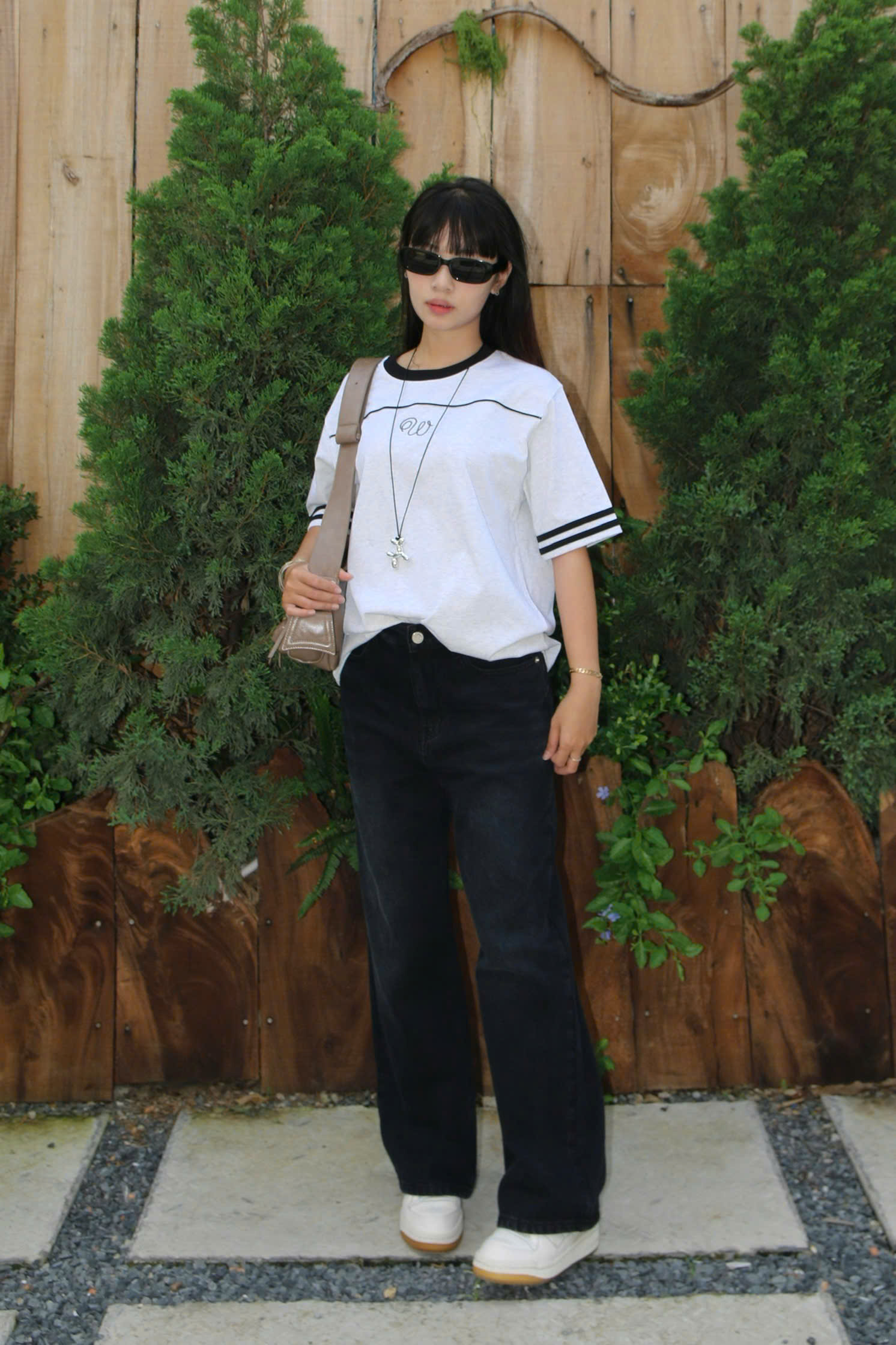 A28415 - A thun rộng tay phối 2 sọc thêu W