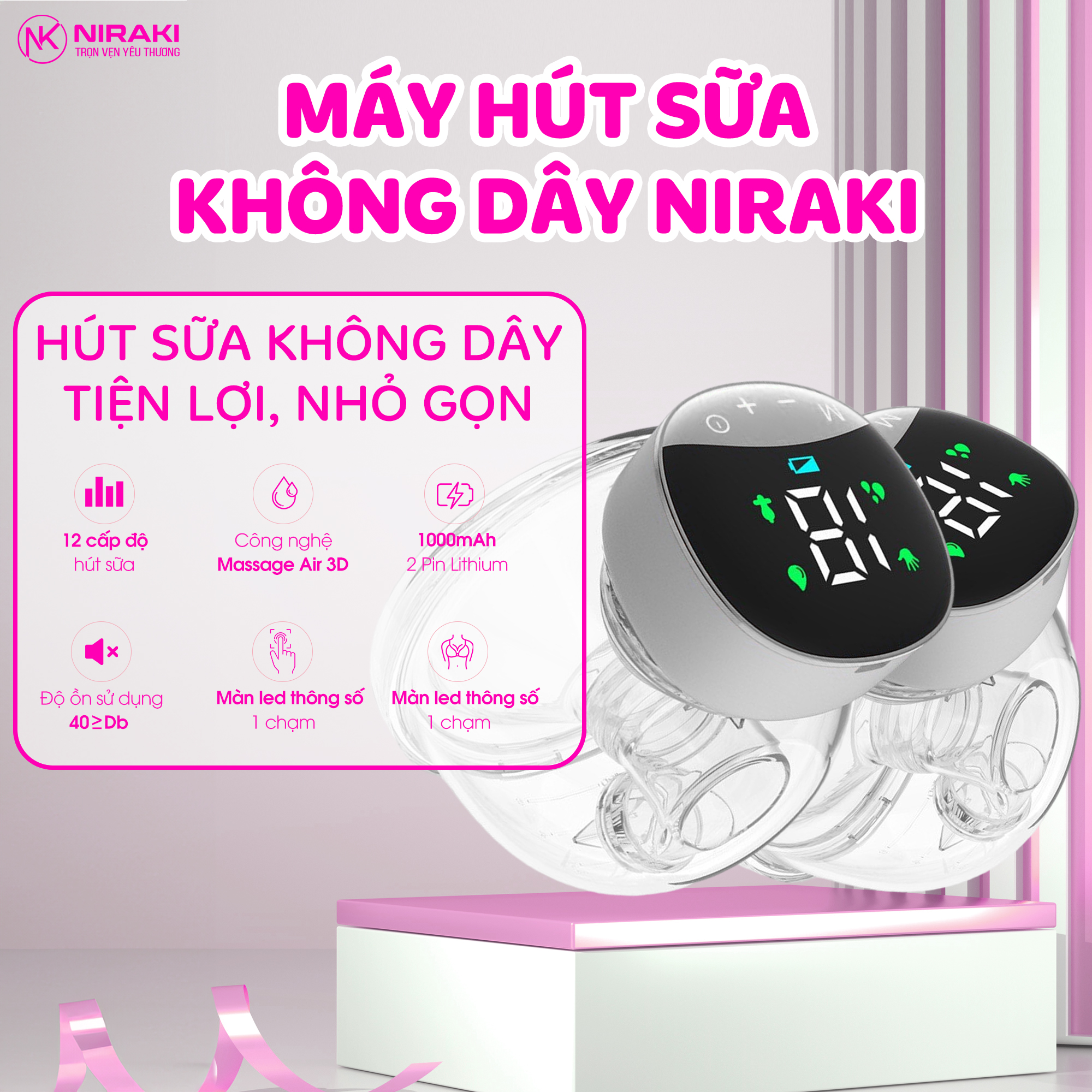 Combo Máy Hút Sữa + Nhiệt Kế Hồng Ngoại Niraki + Bình Đun Giữ Nhiệt Niraki