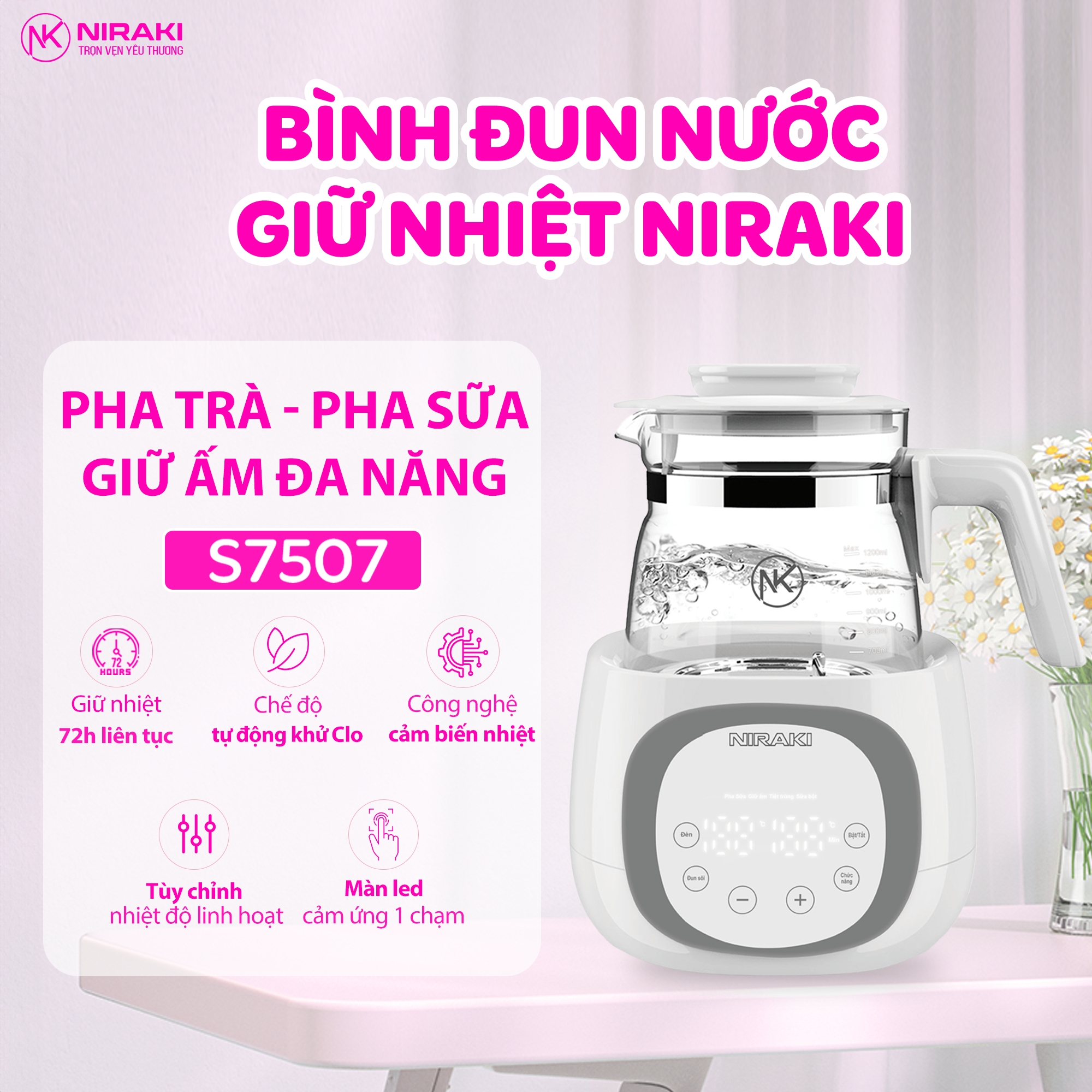 Combo Máy Hút Sữa + Nhiệt Kế Hồng Ngoại Niraki + Bình Đun Giữ Nhiệt Niraki