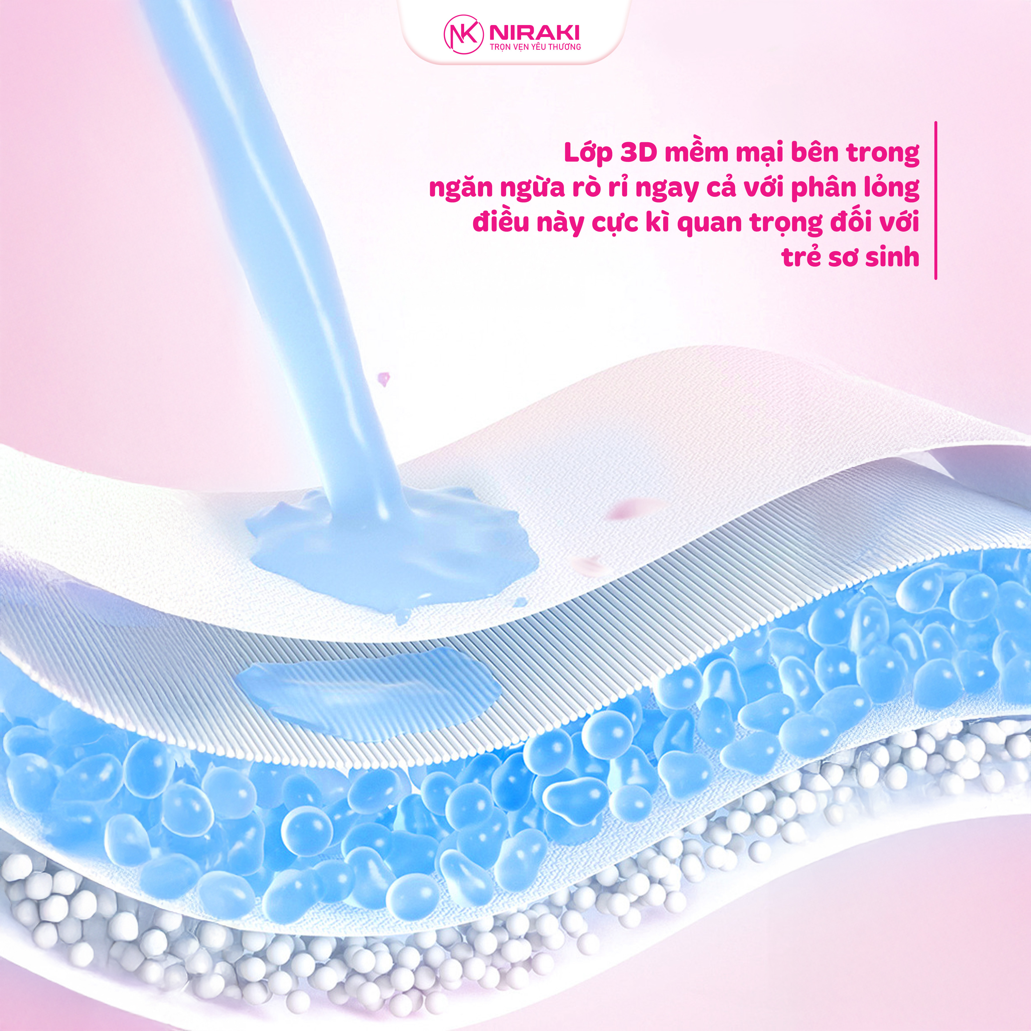 Bỉm Dán Cao Cấp Niraki Natural - Công Nghệ Lõi Chống Tràn 3D