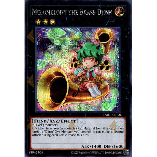 [ Bài Yugioh Chính Hãng ] ES02-AE058 Melomelody the Brass Djinn - Secret Rare