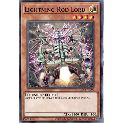 [ Bài Yugioh Chính Hãng ] CORI-AE099 Lightning Rod Lord - Common