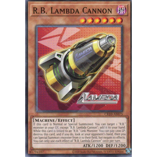 [ Bài Yugioh Chính Hãng ] CR10-AE075 R.B. Lambda Cannon - Common