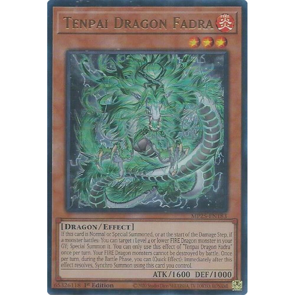 [ Bài Yugioh Chính Hãng ] Tenpai Dragon Fadra - MP25-EN183 - Ultra Rare 1st Edition