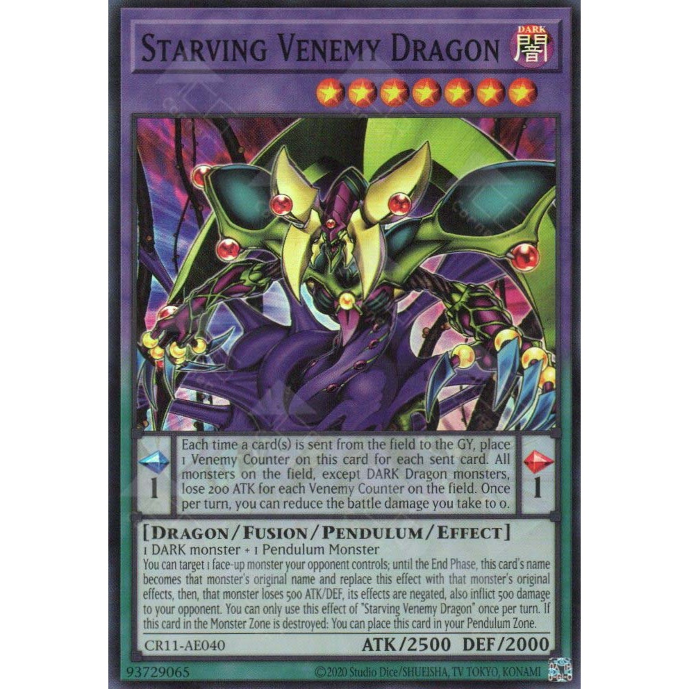 [ Bài Yugioh Chính Hãng ] CR11-AE040 Starving Venemy Dragon (SR)