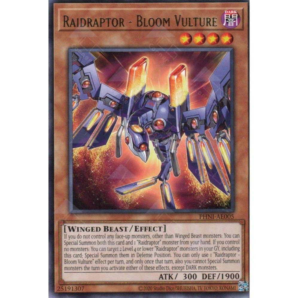 [ Bài Yugioh Chính Hãng ] PHNI-AE005 Raidraptor - Bloom Vulture - Rare