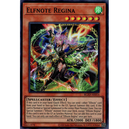 [ Bài Yugioh Chính Hãng ] BLZD-AE014 Elfnote Regina - Super Rare