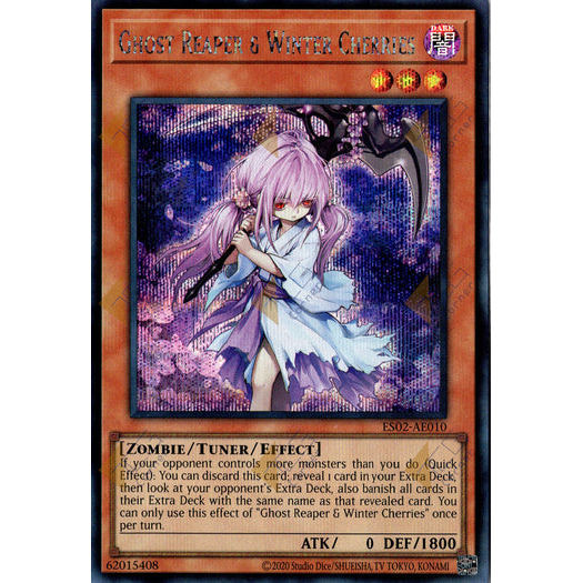 [ Bài Yugioh Chính Hãng ] ES02-AE010 Ghost Reaper & Winter Cherries - Secret Rare