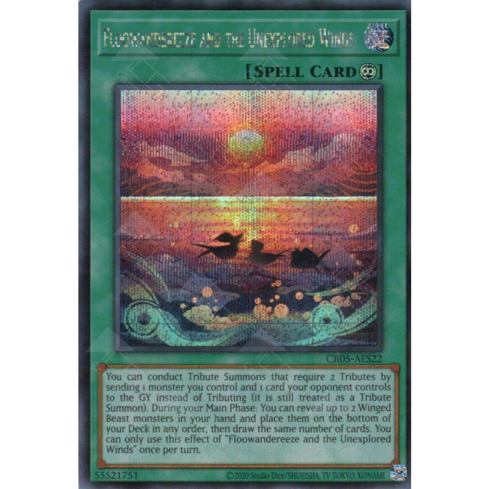 [ Bài Yugioh Chính Hãng ] CR05-AES22 Floowandereeze and the Unexplored Winds (SER)