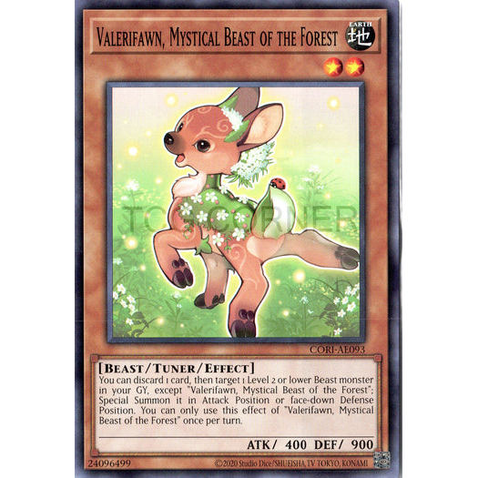 [ Bài Yugioh Chính Hãng ] CORI-AE093 Valerifawn, Mystical Beast of the Forest - Common