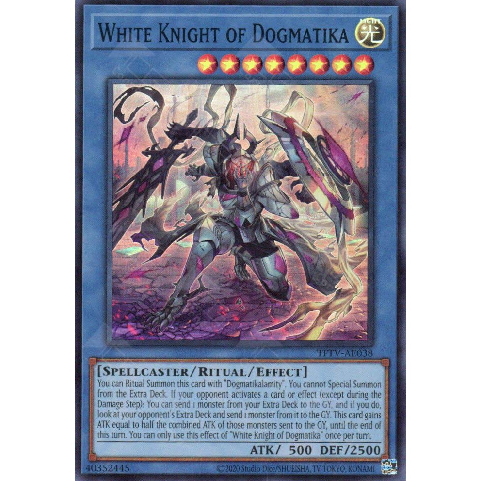 [ Bài Yugioh Chính Hãng ] TFTV-AE038 White Knight of Dogmatika - Super Rare