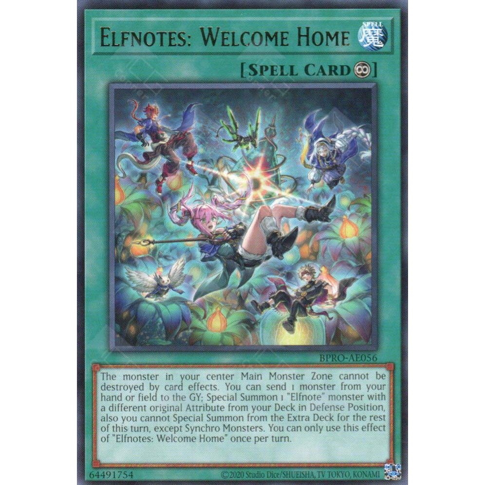 [ Bài Yugioh Chính Hãng ] BPRO-AE056 Elfnotes: Welcome Home - Rare