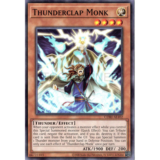 [ Bài Yugioh Chính Hãng ] CORI-AE102 Thunderclap Monk - Common