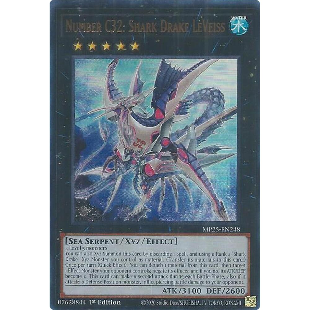 [ Bài Yugioh Chính Hãng ] Number C32: Shark Drake LeVeiss - MP25-EN248 - Ultra Rare 1st Edition