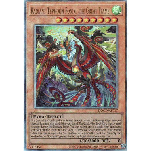 [ Bài Yugioh Chính Hãng ] DOOD-AE017 Radiant Typhoon Fonix, the Great Flame - Ultimate Rare