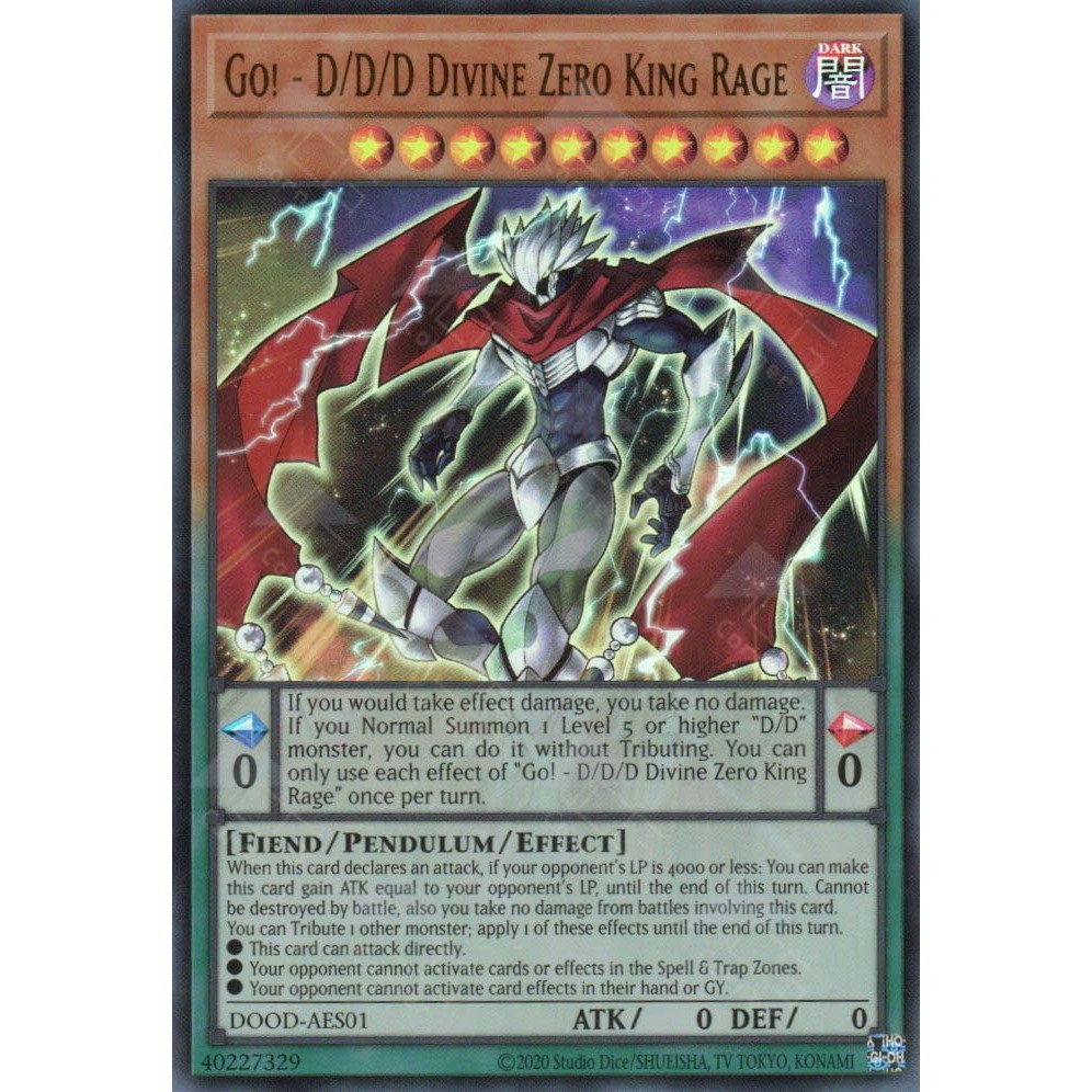 [ Bài Yugioh Chính Hãng ] DOOD-AES01 Go! - D/D/D Divine Zero King Rage (UR)