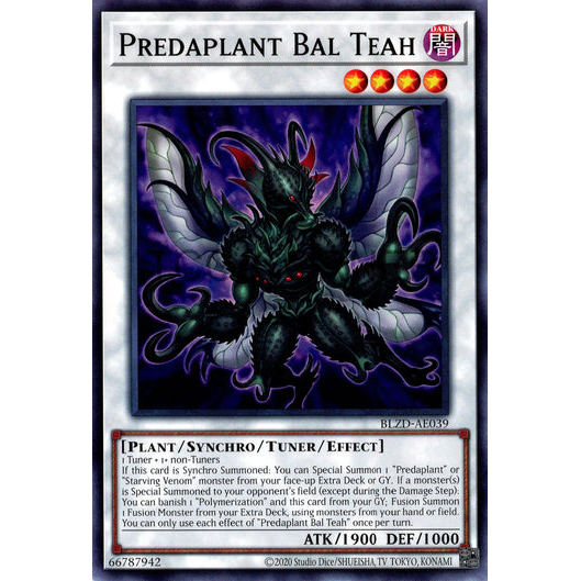 [ Bài Yugioh Chính Hãng ] BLZD-AE039 Predaplant Bal Teah - Common