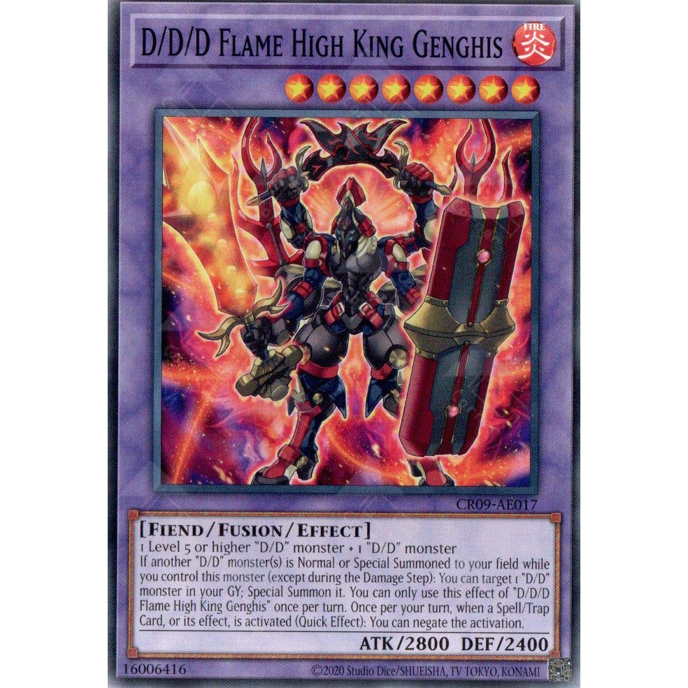 [ Bài Yugioh Chính Hãng ] CR09-AE017 D/D/D Flame High King Genghis - Common