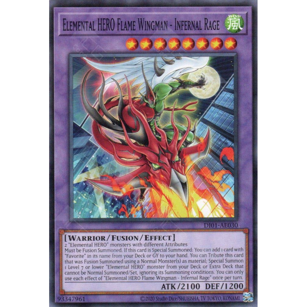 [ Bài Yugioh Chính Hãng ] DI01-AE030 Elemental HERO Flame Wingman - Infernal Rage - Common