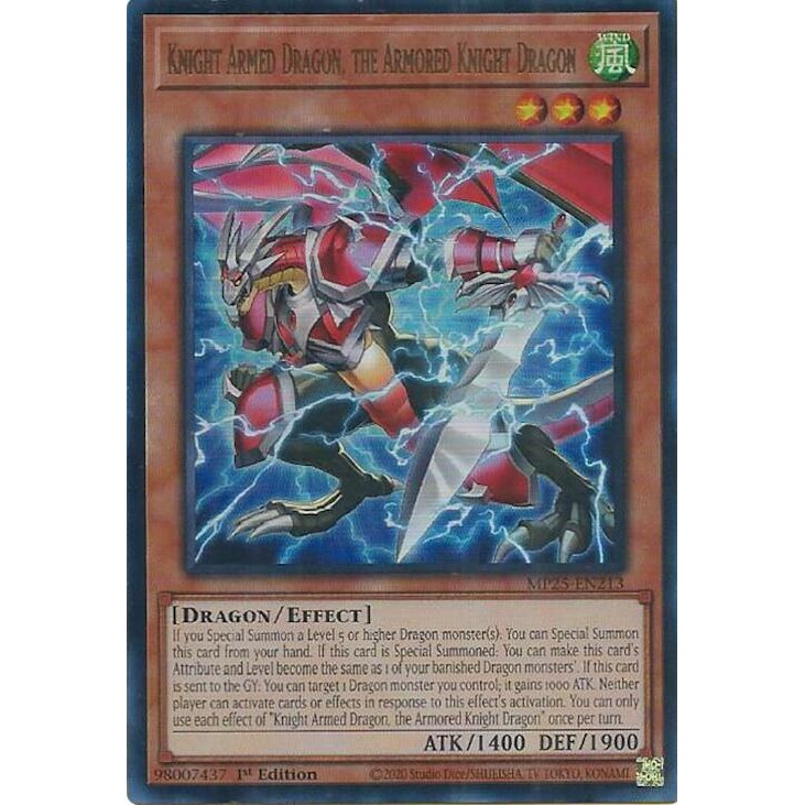 [ Bài Yugioh Chính Hãng ] Knight Armed Dragon, the Armored Knight Dragon - MP25-EN213 - Ultra Rare 1st Edition