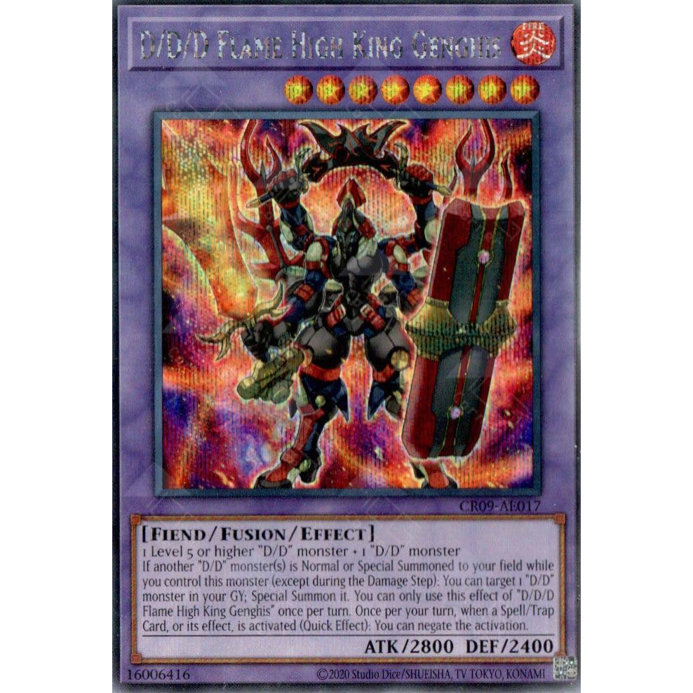 [ Bài Yugioh Chính Hãng ] CR09-AE017 D/D/D Flame High King Genghis (SER)