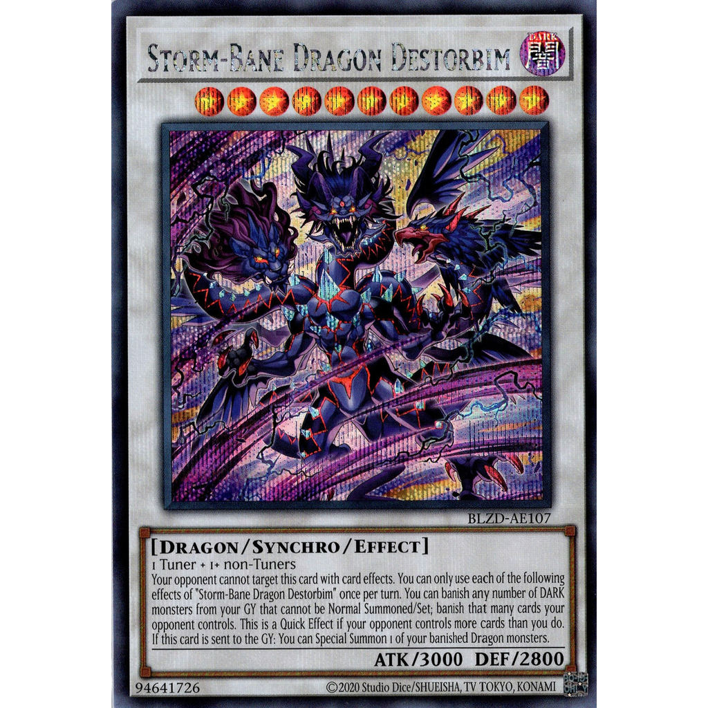 [ Bài Yugioh Chính Hãng ] BLZD-AE107 Storm-Bane Dragon Destorbim (SER)