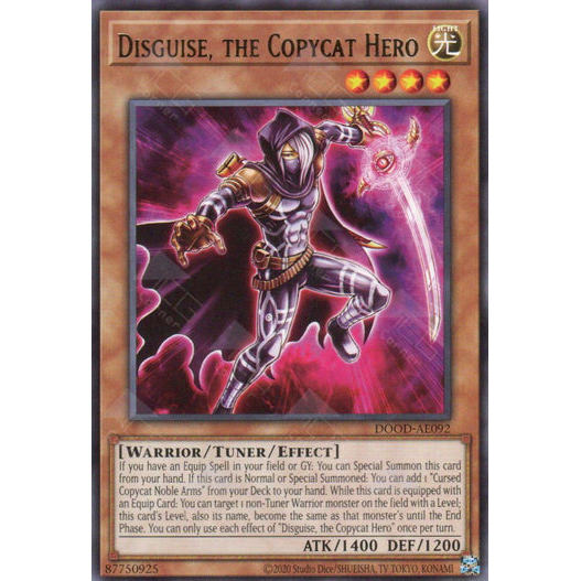[ Bài Yugioh Chính Hãng ] DOOD-AE092 Disguise, the Copycat Hero - Rare