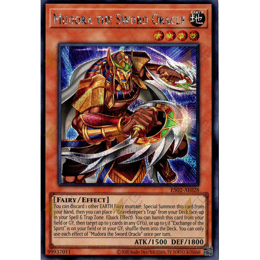 [ Bài Yugioh Chính Hãng ] ES02-AE028 Mudora the Sword Oracle - Secret Rare