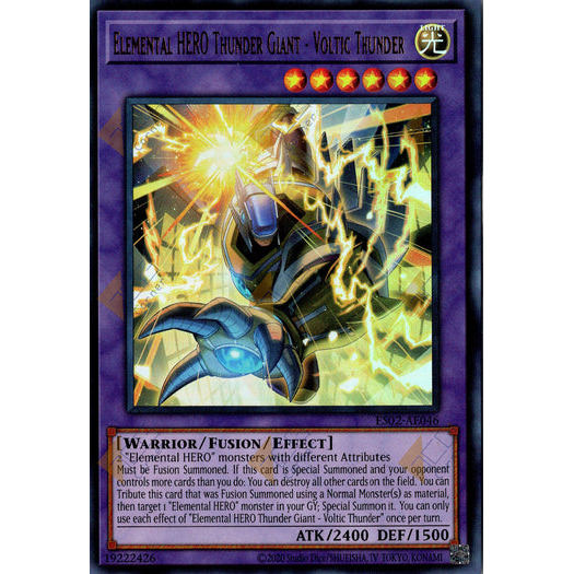 [ Bài Yugioh Chính Hãng ] ES02-AE046 Elemental HERO Thunder Giant - Voltic Thunder - Ultra Rare