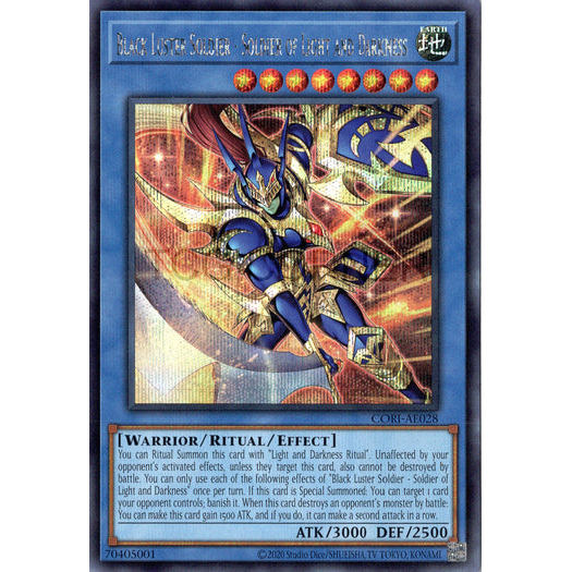 [ Bài Yugioh Chính Hãng ] CORI-AE028 Black Luster Soldier - Soldier of Light and Darkness - Secret Rare