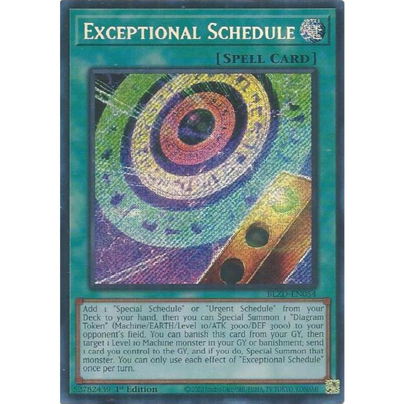 [ Bài Yugioh Chính Hãng ] Exceptional Schedule - BLZD-EN054  - Secret Rare