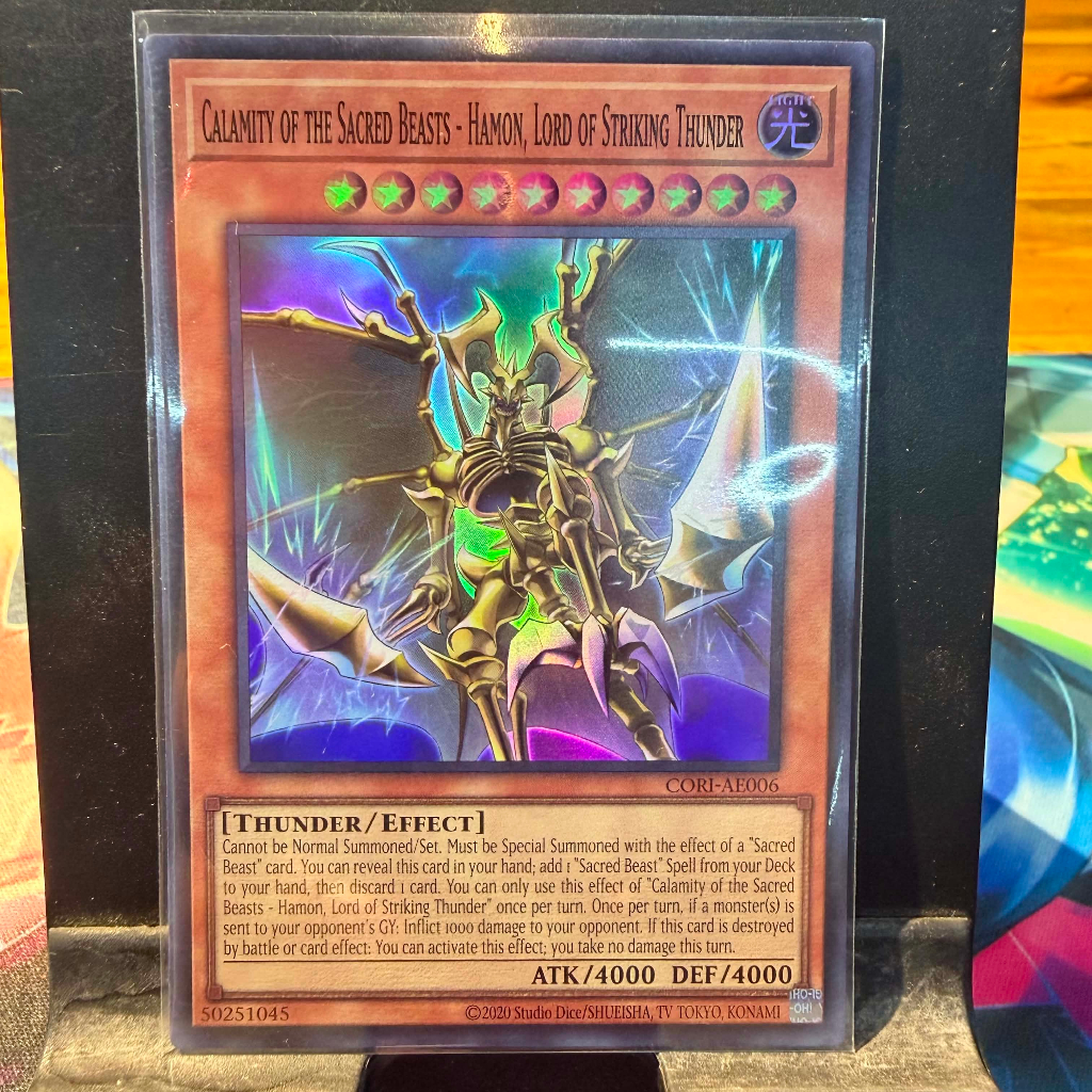 [ Bài Yugioh Chính Hãng ] CORI-AE006 Calamity of the Sacred Beasts - Hamon, Lord of Striking Thunder - Super Rare