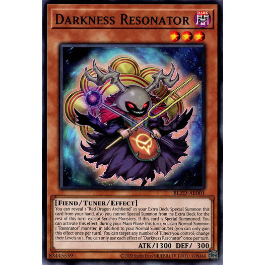 [ Bài Yugioh Chính Hãng ] BLZD-AE001 Darkness Resonator - Common