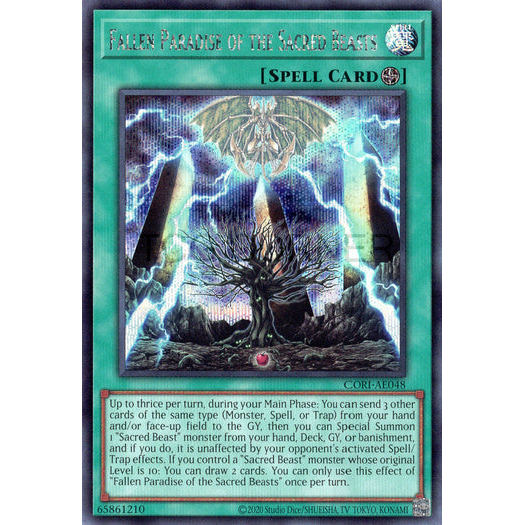 [ Bài Yugioh Chính Hãng ] CORI-AE048 Fallen Paradise of the Sacred Beasts - Secret Rare