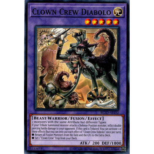 [ Bài Yugioh Chính Hãng ] BLZD-AE032 Clown Crew Diabolo - Common