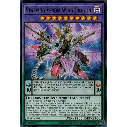 [ Bài Yugioh Chính Hãng ] BLZD-AE031 Starving Venom Wing Dragon - Ultra Rare