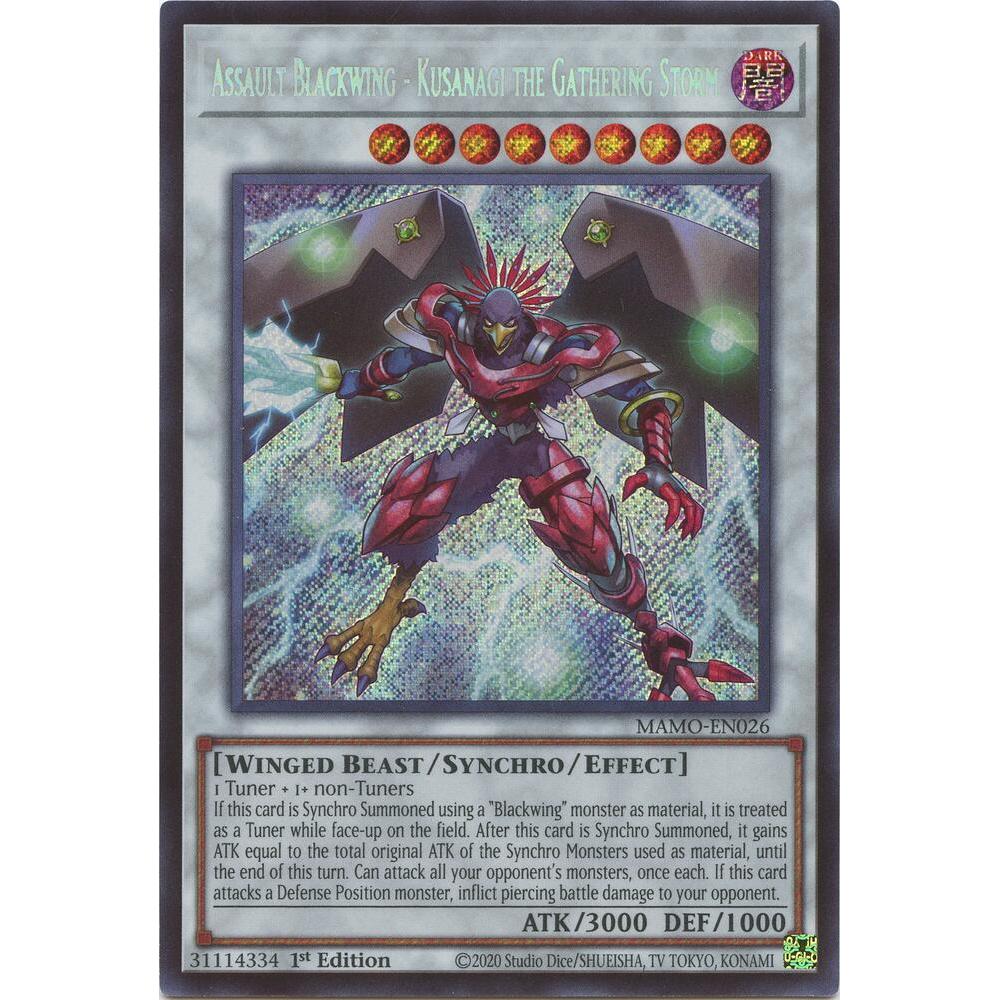 [Thẻ Bài Yugioh Chính Hãng] Assault Blackwing - Kusanagi the Gathering Storm - MAMO-EN026 - Secret Rare
