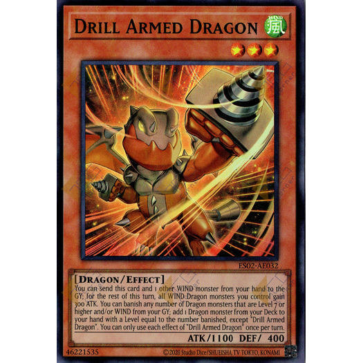 [ Bài Yugioh Chính Hãng ] ES02-AE032 Drill Armed Dragon - Super Rare