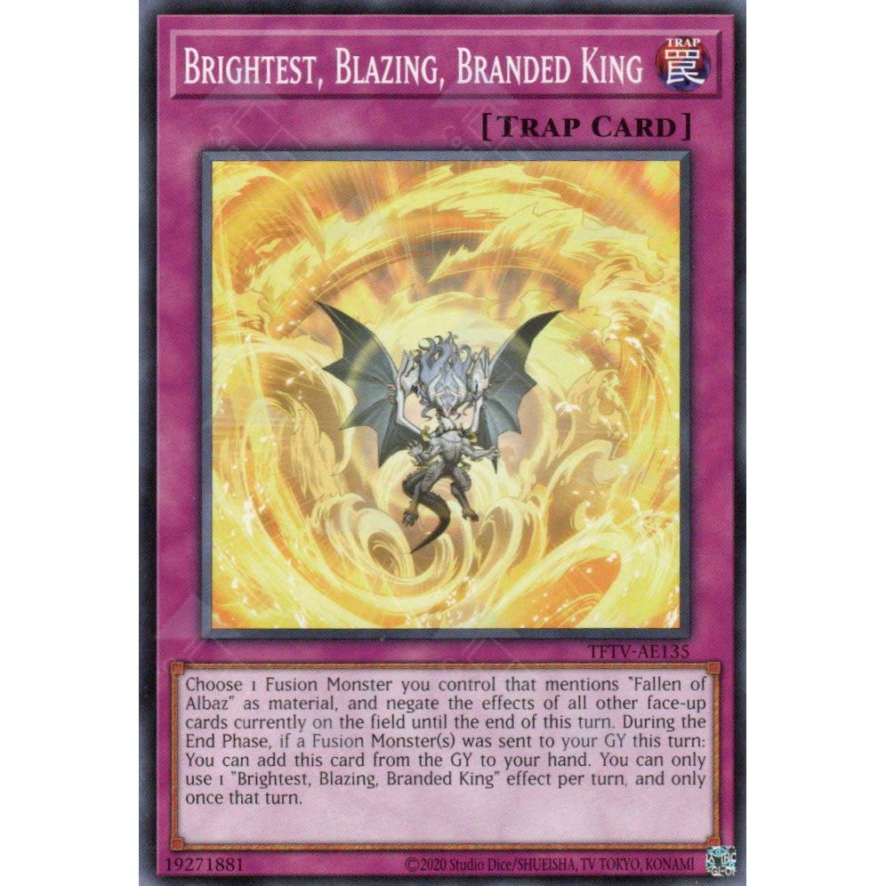 [ Bài Yugioh Chính Hãng ] TFTV-AE135 Brightest, Blazing, Branded King - Common
