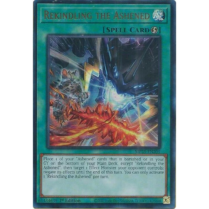 [ Bài Yugioh Chính Hãng ] Rekindling the Ashened - MP25-EN205 - Ultra Rare 1st Edition
