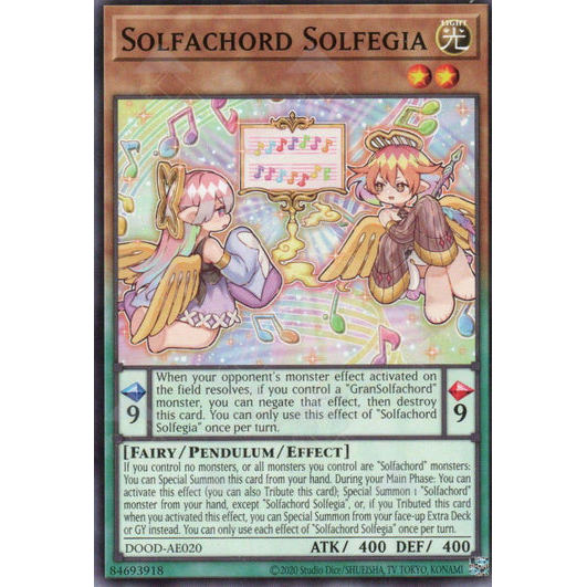 [ Bài Yugioh Chính Hãng ] DOOD-AE020 Solfachord Solfegia - Common