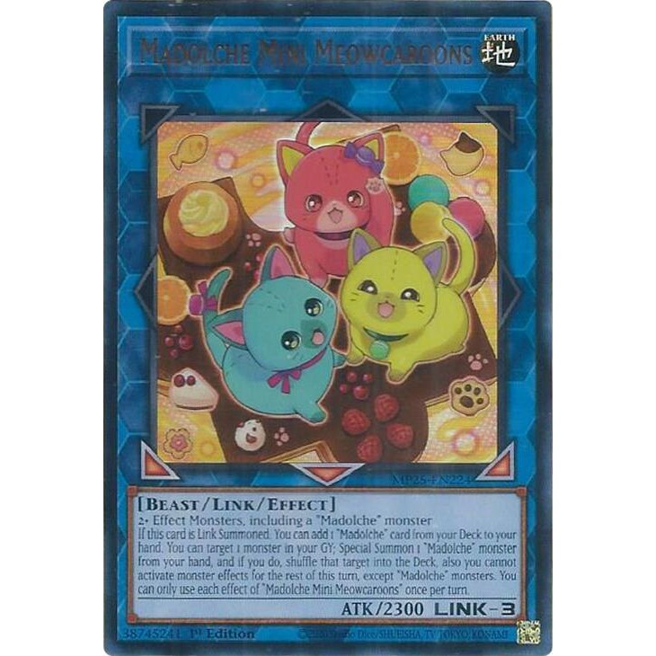 [ Bài Yugioh Chính Hãng ] Madolche Mini Meowcaroons - MP25-EN224 - Ultra Rare 1st Edition