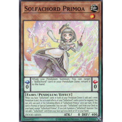 [ Bài Yugioh Chính Hãng ] DOOD-AE021 Solfachord Primoa - Common