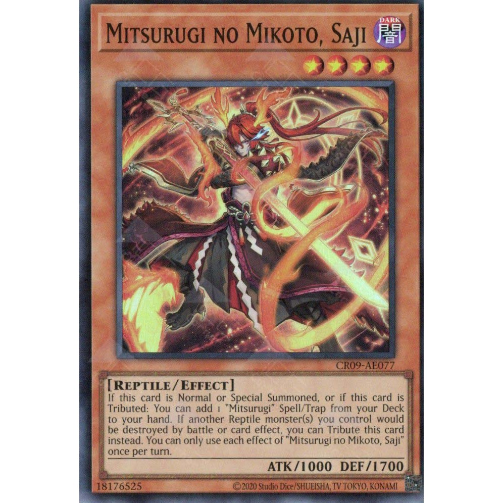 [ Bài Yugioh Chính Hãng ] CR09-AE077 Mitsurugi no Mikoto, Saji - Super Rare